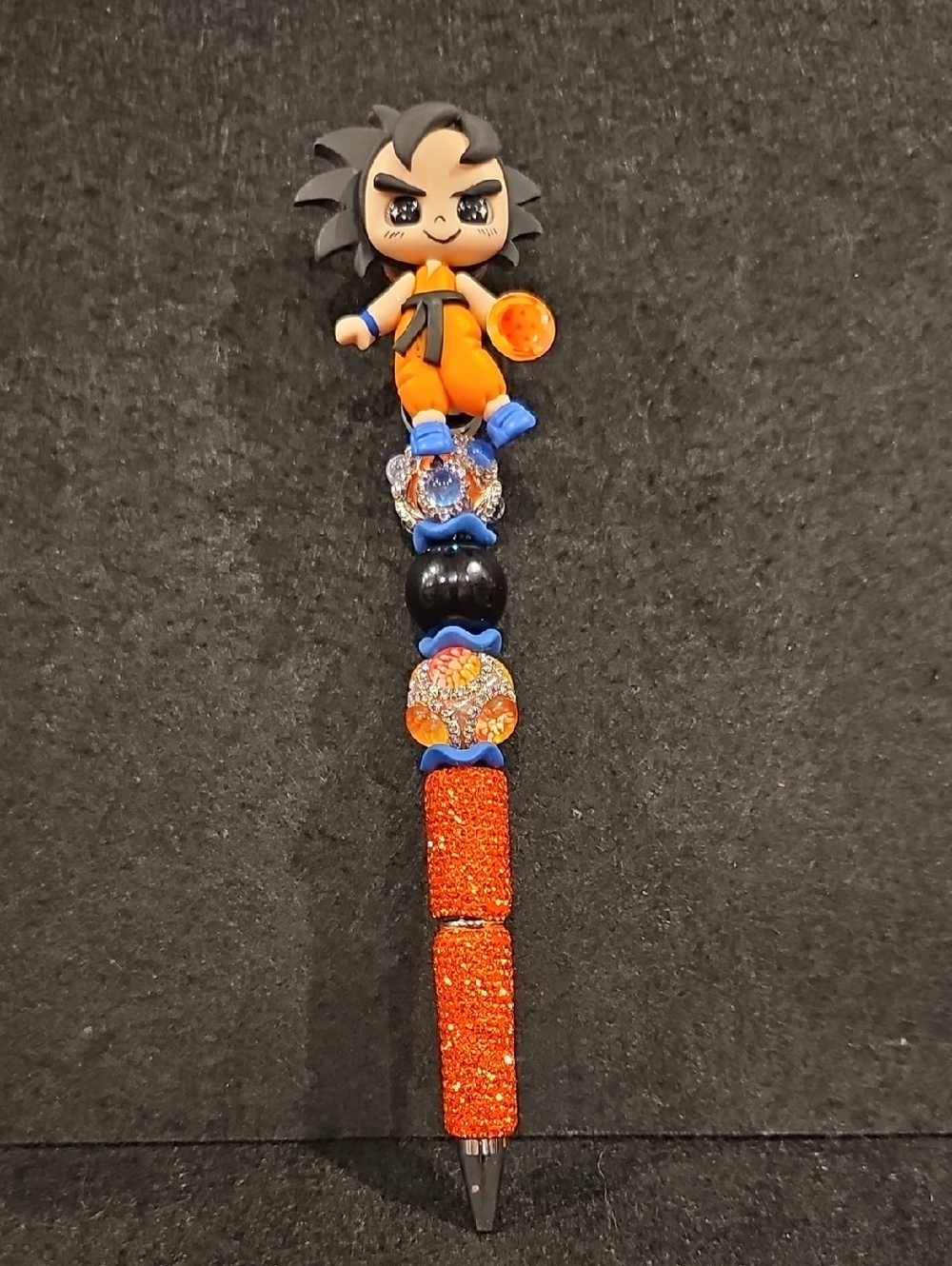 Anime Inspired Rhinestone Statement Pen ✨ Orange Crystal Beaded Stylus Pen